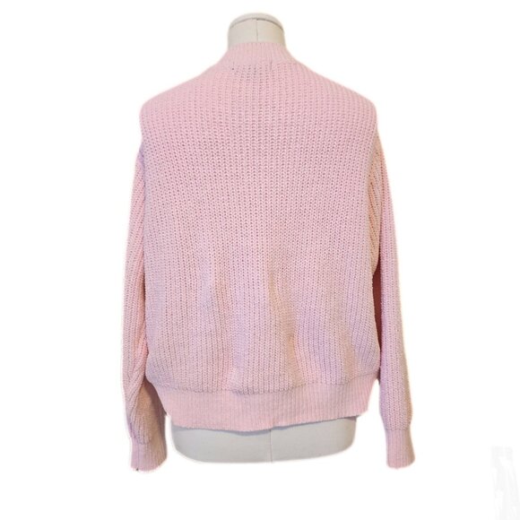 Pastel Pink Heart Motif Knit Sweater Pullover Soft Coquette Fairy Size L - Picture 7 of 10